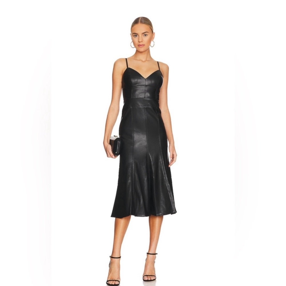 BCBGMaxAzria Black Slip Midi Dress Spaghetti Strap